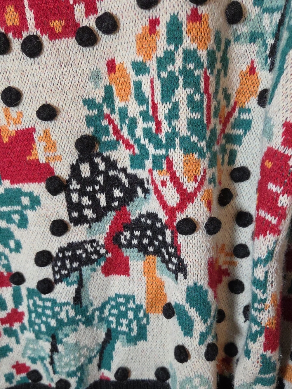 FARM RIO MUSHROOM FOREST SWEATER Puffed Sleeve Size Large - Picture 11 of 16